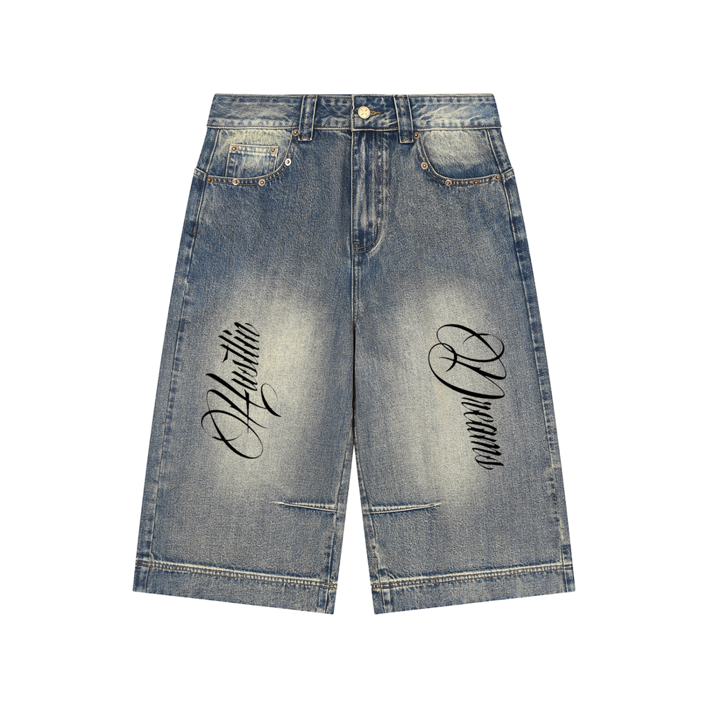 Vintage Wash Baggy Denim Shorts