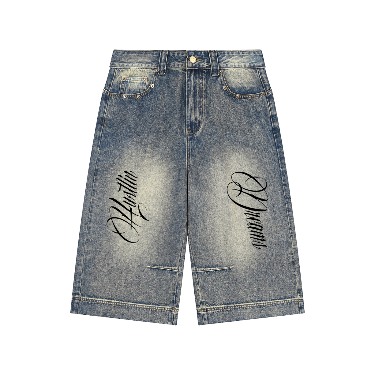 Vintage Wash Baggy Denim Shorts