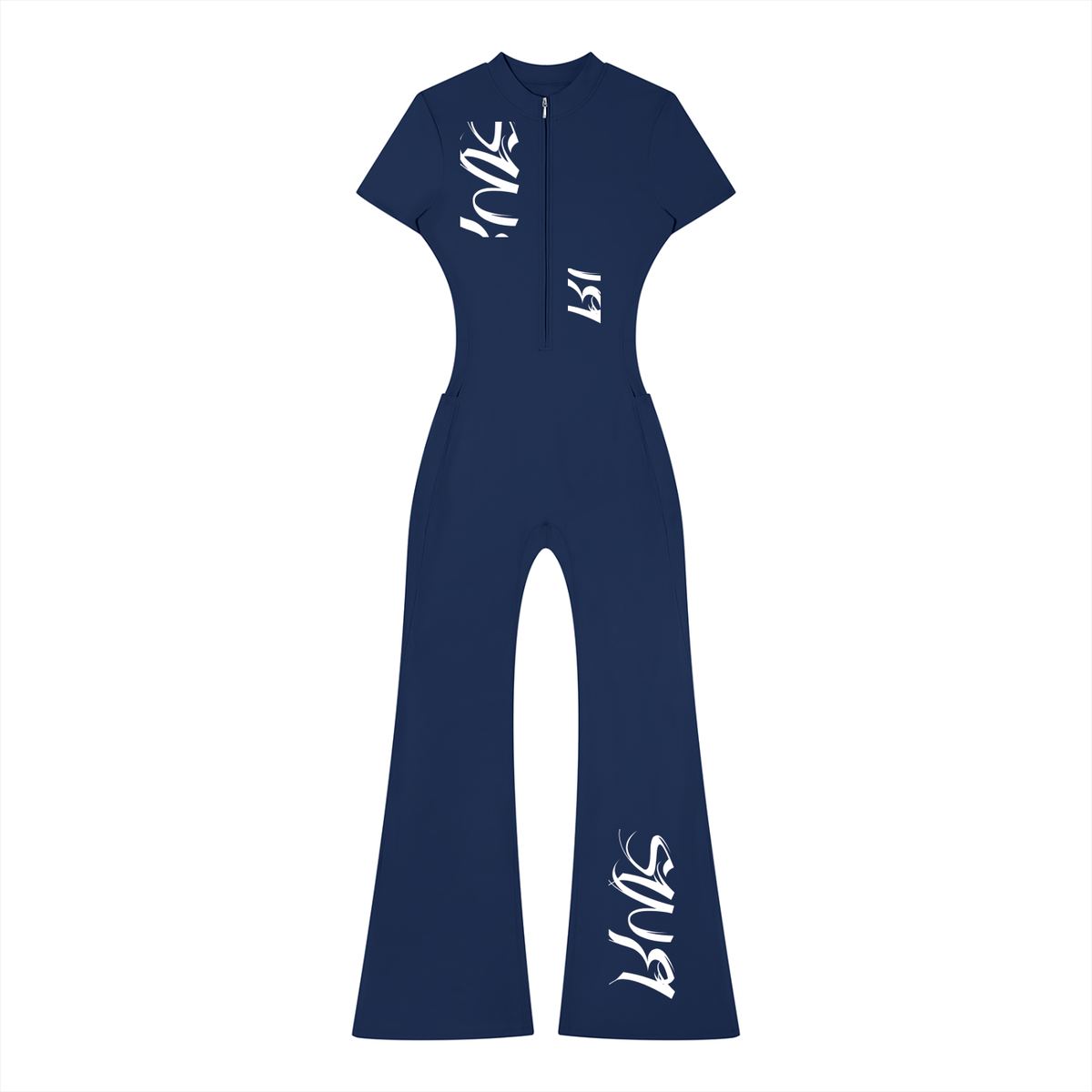 Women’s Tight Flared Leg Quarter-Zip Jumpsuit