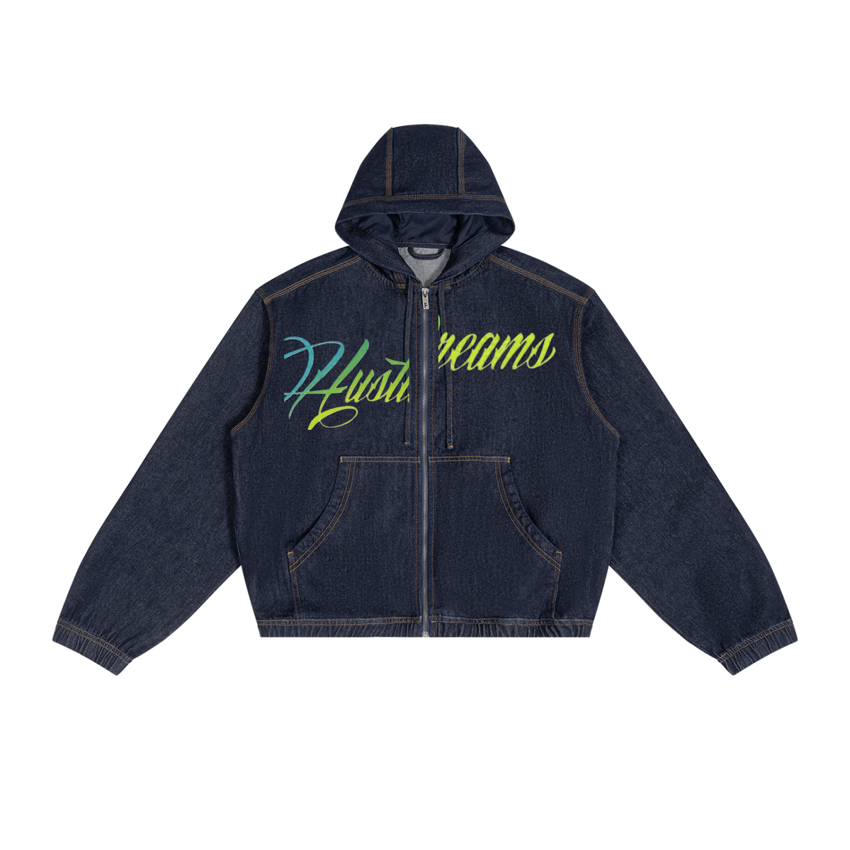 Men's Boxy Vintage Wash Hooded Denim Jacket