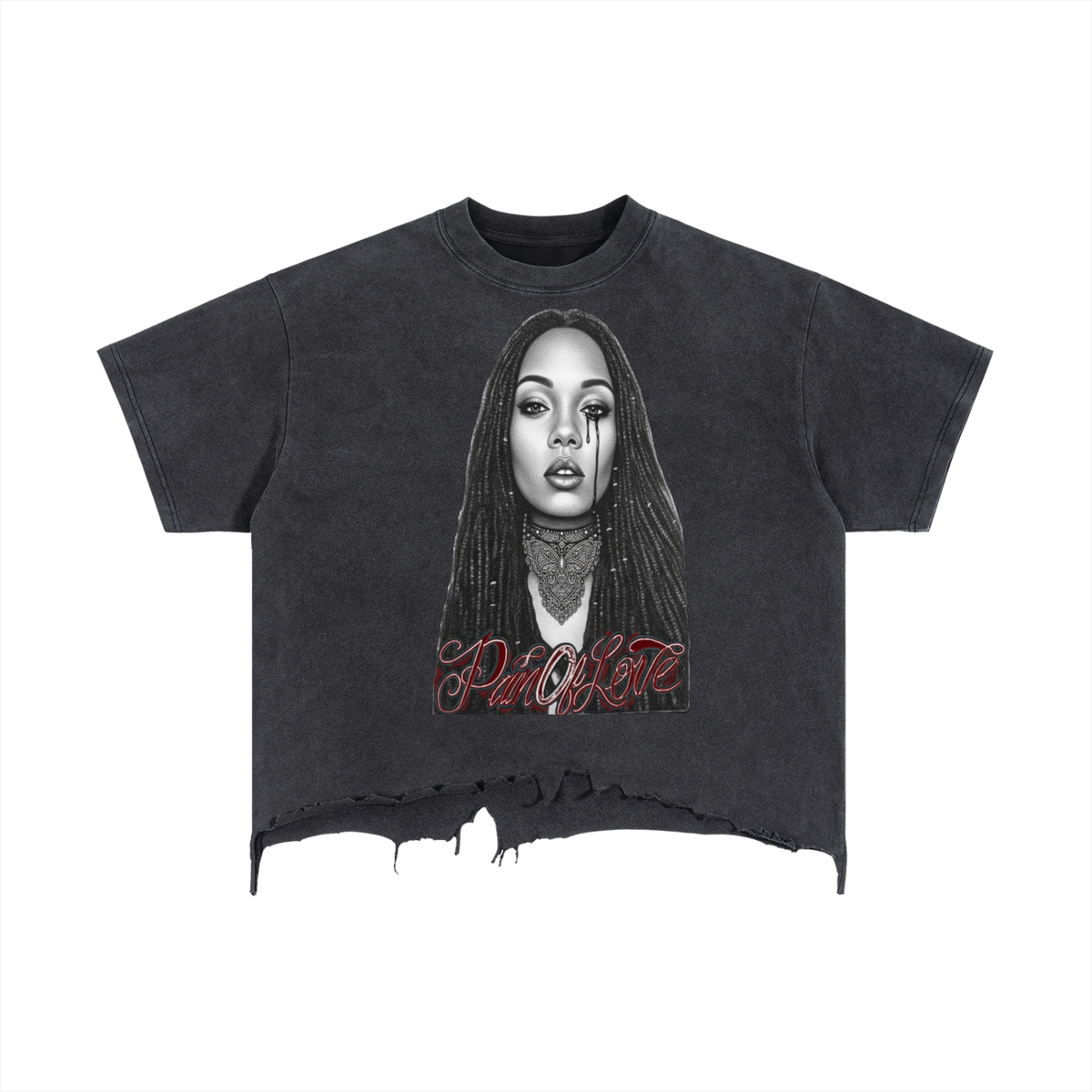 Diamond 4 Divas  Love Edition Vintage Wash Boxy Distressed Hem T-Shirt