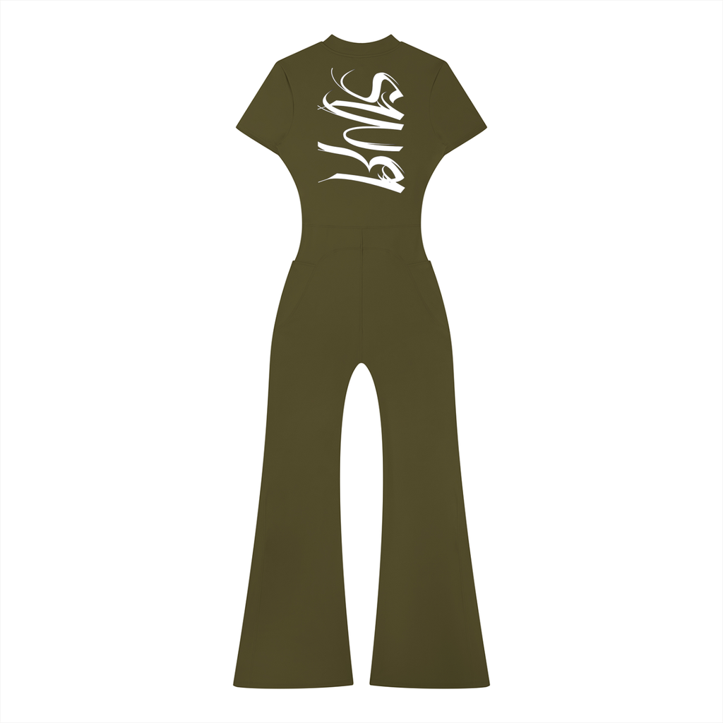 Women’s Tight Flared Leg Quarter-Zip Jumpsuit