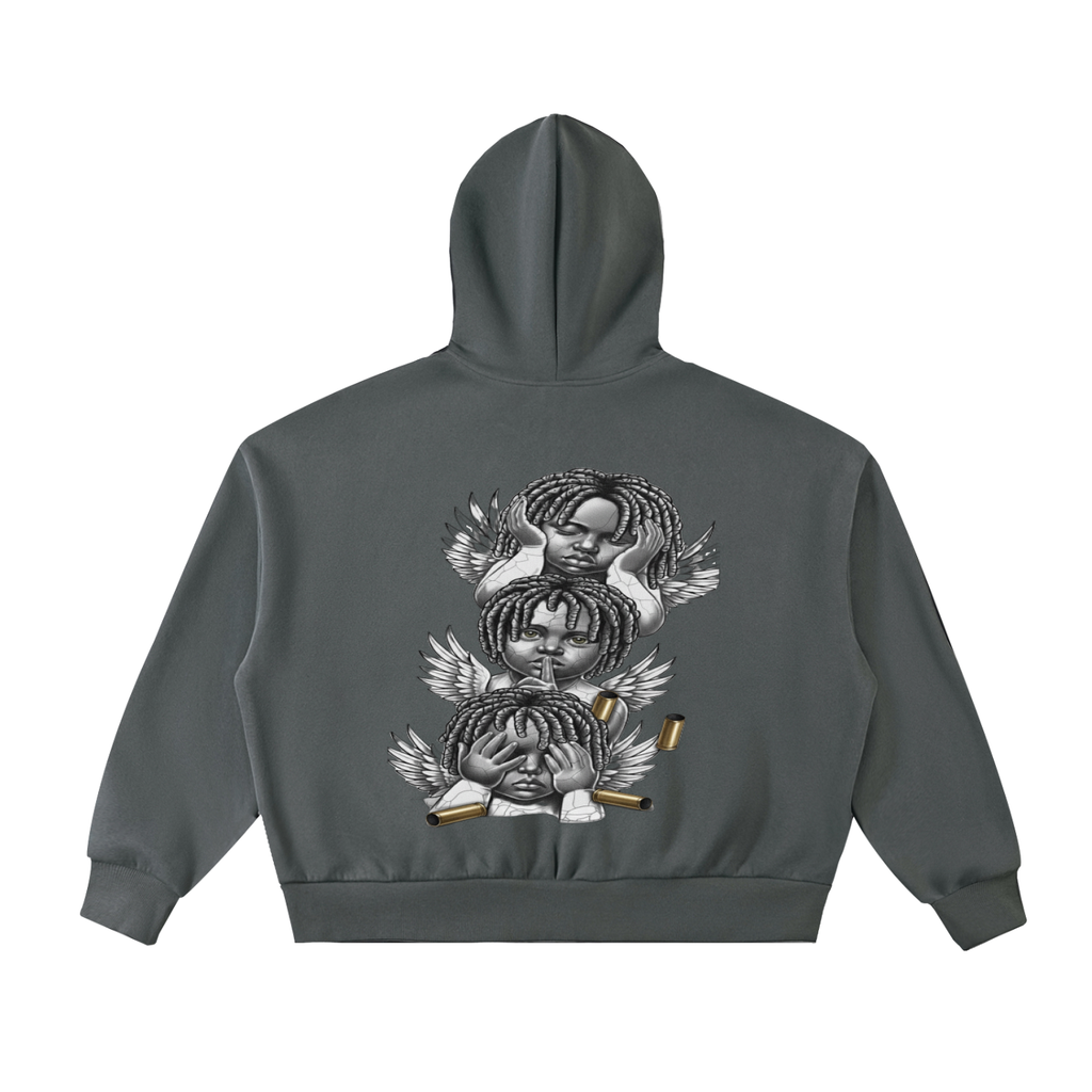 Fleeced Full-Zip Boxy Hoodie