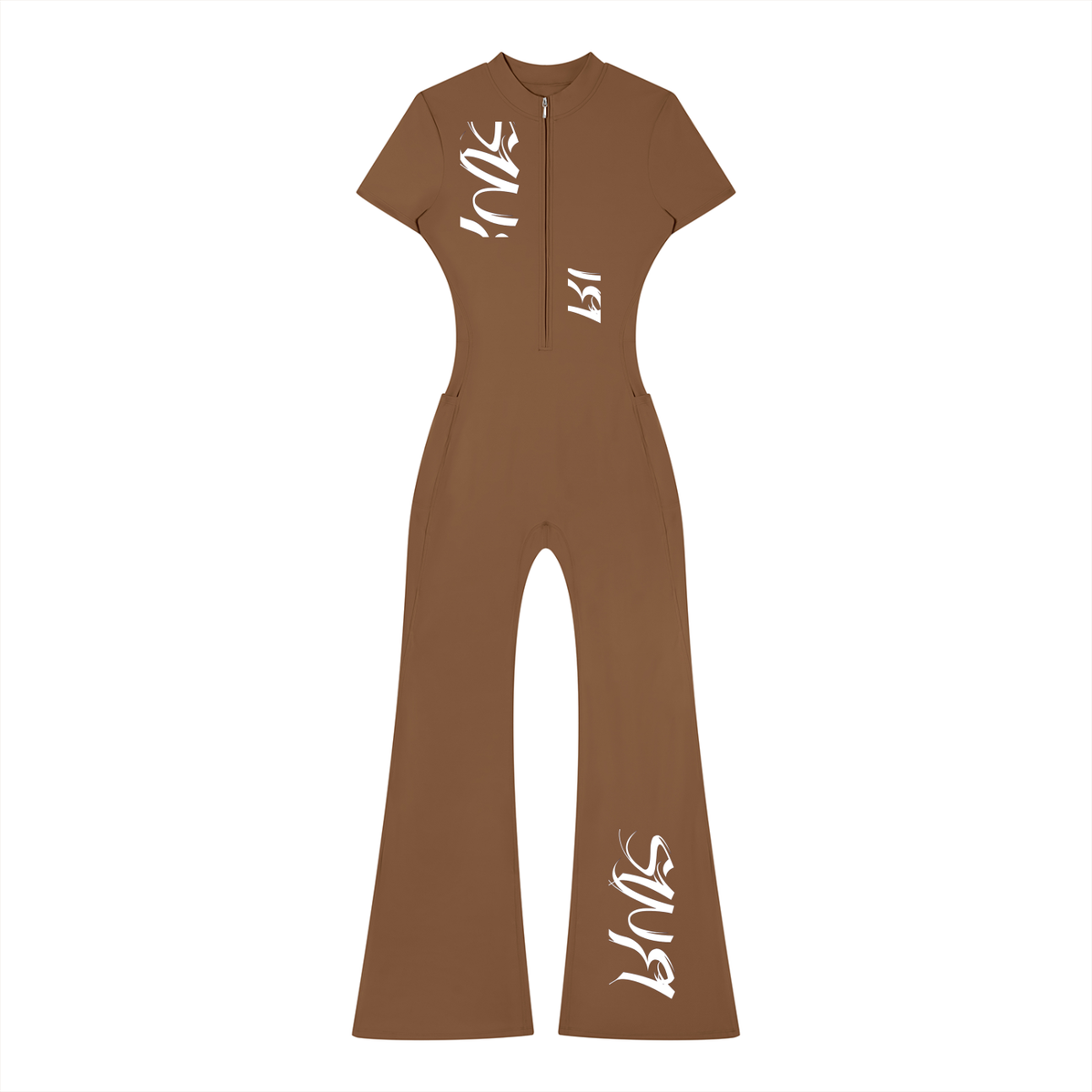 Women’s Tight Flared Leg Quarter-Zip Jumpsuit
