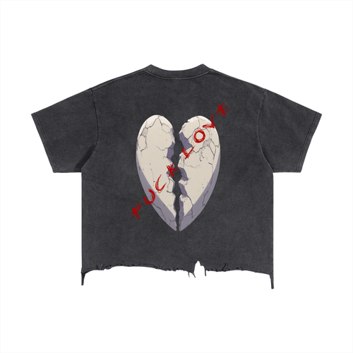 Diamond 4 Divas  Love Edition Vintage Wash Boxy Distressed Hem T-Shirt