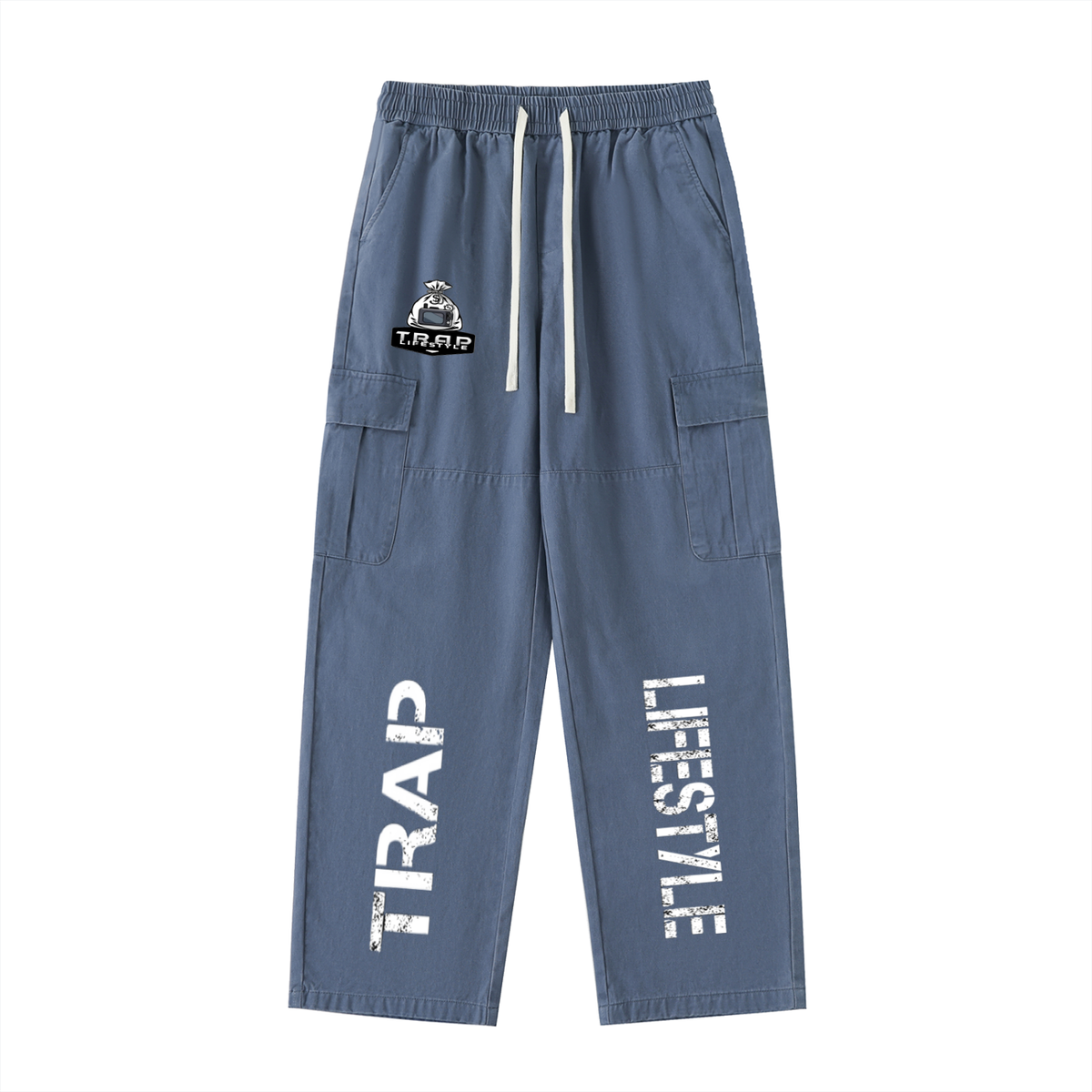Drawstring Waist Straight-Leg Cargo Pants