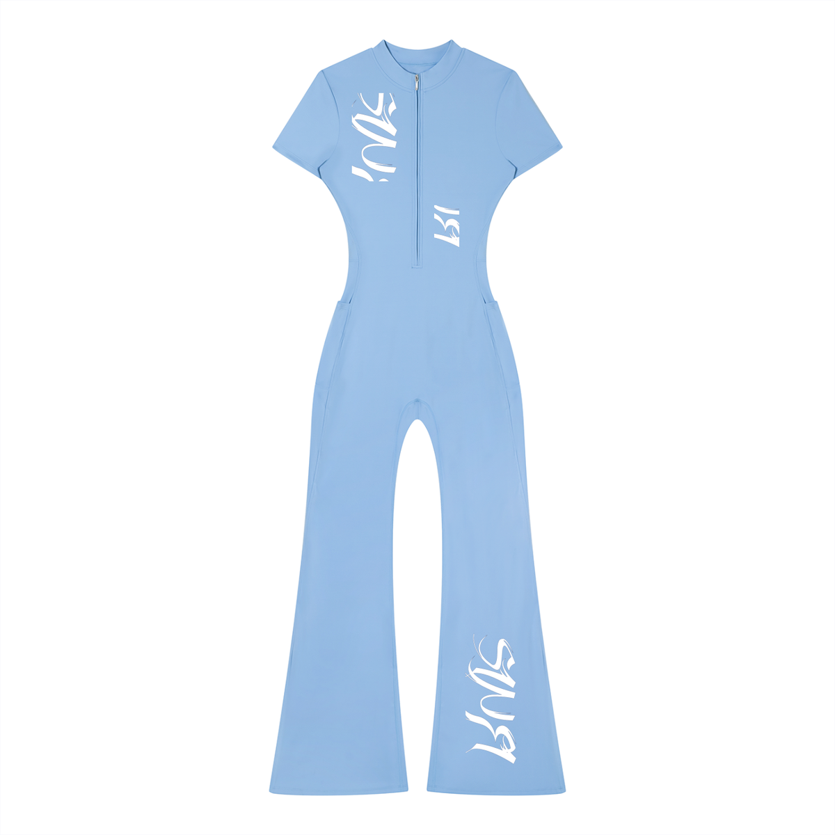 Women’s Tight Flared Leg Quarter-Zip Jumpsuit