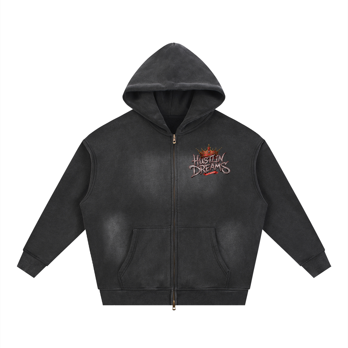 Sunfade Two-way Zipper Boxy Fleece Hoodie