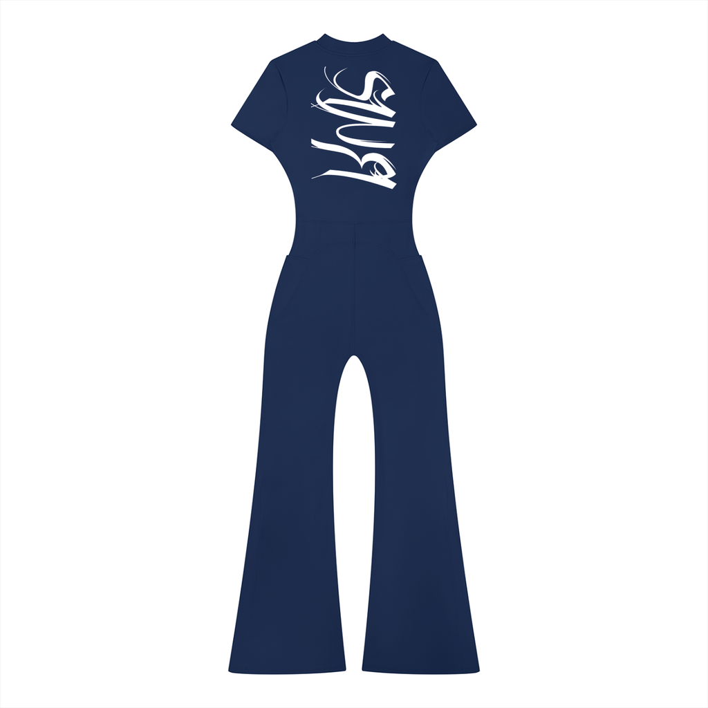 Women’s Tight Flared Leg Quarter-Zip Jumpsuit