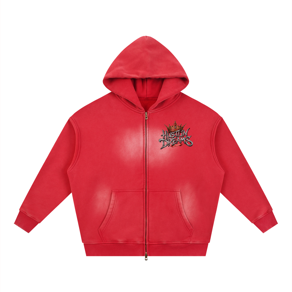 Sunfade Two-way Zipper Boxy Fleece Hoodie