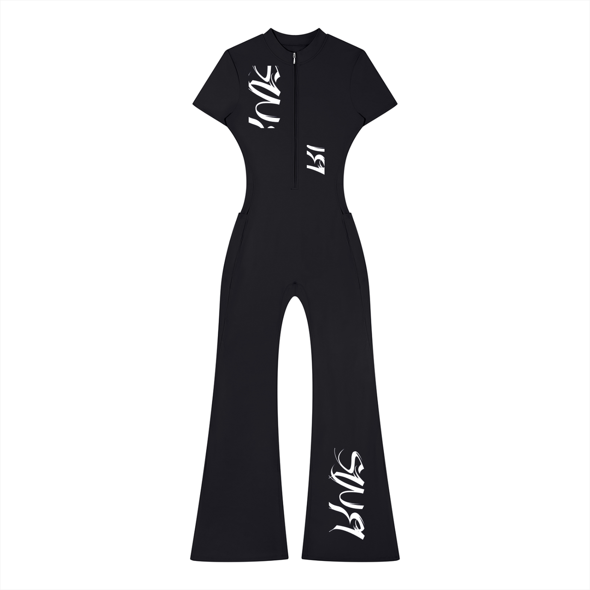 Women’s Tight Flared Leg Quarter-Zip Jumpsuit