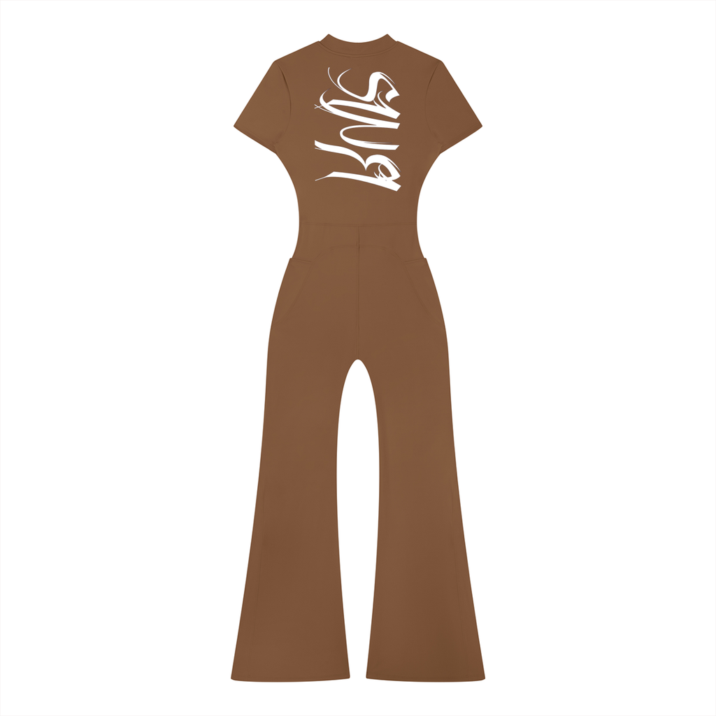 Women’s Tight Flared Leg Quarter-Zip Jumpsuit