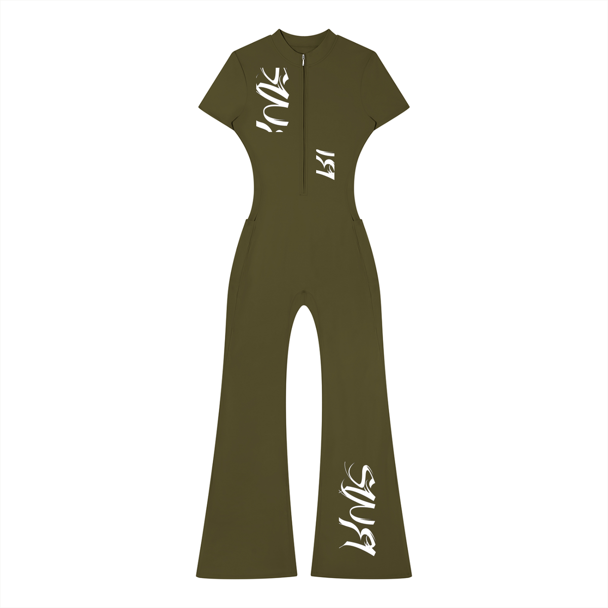 Women’s Tight Flared Leg Quarter-Zip Jumpsuit